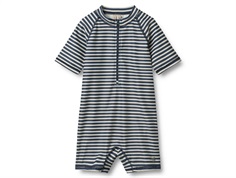 Wheat Cas swimsuit with blue stripes